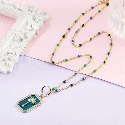 Brass Pendant Necklaces NJEW-R006-01G-02-1