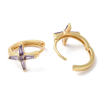 Cross Cubic Zirconia Cuff Earrings EJEW-G348-16G-1