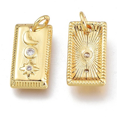 Brass Micro Pave Clear Cubic Zirconia Charms KK-M206-23G-1