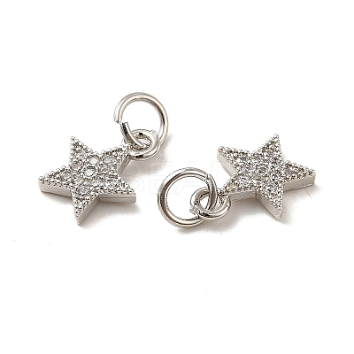 Rack Plating Brass Micro Pave Cubic Zirconia Charms KK-E081-18P-1