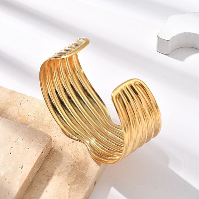 304 Stainless Steel Cuff Bangles BJEW-B108-13G-1