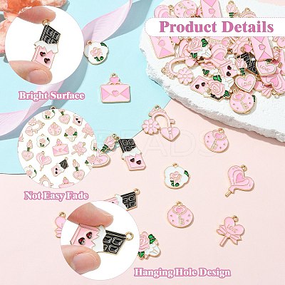 45Pcs 9 Styles Valentine's Day Theme Alloy Enamel Pendants FIND-CJ0003-74-1
