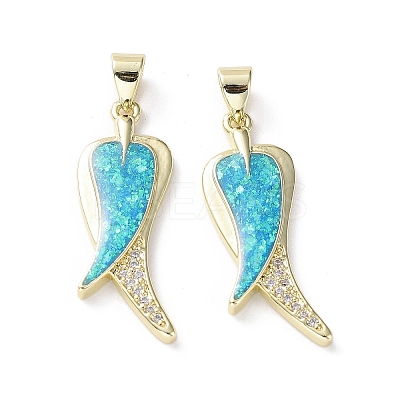 Rack Plating Brass Micro Pave Cubic Zirconia Pendants KK-C041-09G-1