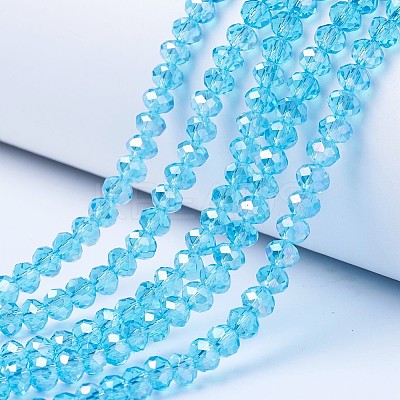 Electroplate Glass Beads Strands X-EGLA-A034-T6mm-B14-1