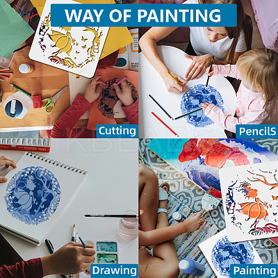 1 Set PET Hollow Out Drawing Painting Stencils DIY-MA0004-95-1
