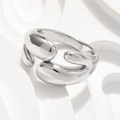304 Stainless Steel Cuff Rings for Women RJEW-A063-01F-P-1