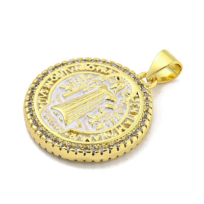 Rack Plating Brass Micro Pave Cubic Zirconia Pendants KK-B091-22G-04-1