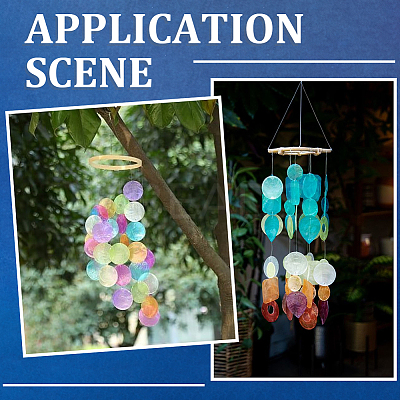 42Pcs 7 Colors Spray Painted Natural Capiz Shell Pendants SSHEL-SC0001-44-1