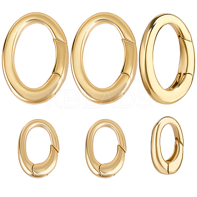8Pcs 2 Styles Rack Plating Brass Spring Gate Rings KK-BBC0014-15-1