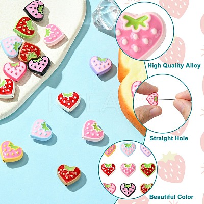 18Pcs 9 Colors Baking Paint Alloy Beads FIND-CJ0002-90-1