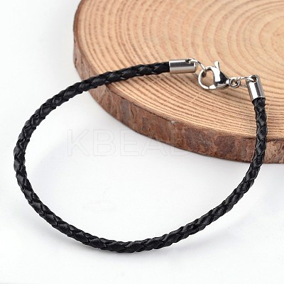 Braided Leather Cord Bracelets BJEW-JB02206-1