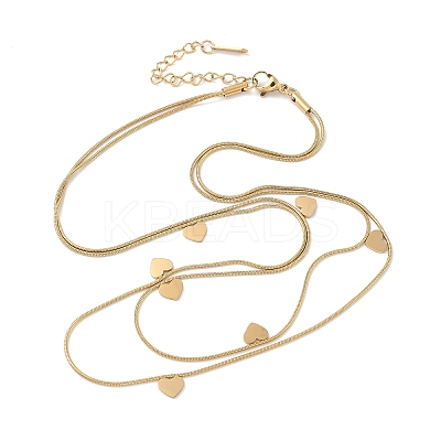 Heart 304 Stainless Steel Double Layered Necklaces for Women NJEW-C082-02G-1