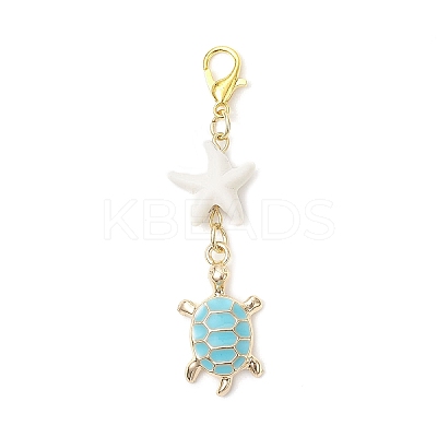 Alloy Enamel Turtle Pendant Decoration HJEW-JM04356-1