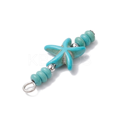 10Pcs 2 Colors Starfish & Rondelle Dyed Synthetic Turquoise Beaded Pendants PALLOY-JF03949-1