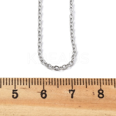 Classic Plain 304 Stainless Steel Mens Womens Cable Chain Necklaces STAS-UN0017-38P-A-1