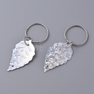Plastic Paillette/Sequin Hair Braid Rings Pendants KEYC-TAC0001-03G-1