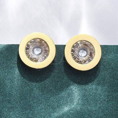 304 Stainless Steel Flat Round Stud Earrings EJEW-C099-23G-03-1