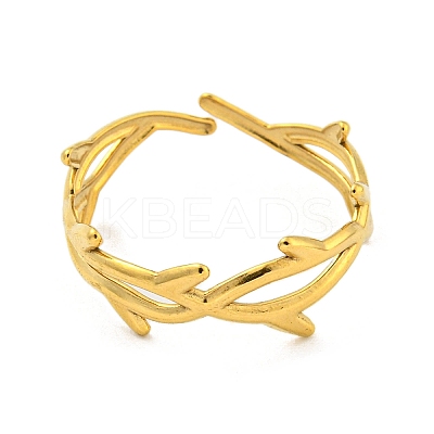 Ion Plating(IP) 304 Stainless Steel Open Cuff Rings RJEW-K245-92G-1