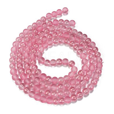Frosted Transparent Glass Bead Strands GLAA-P065-6mm-03-1