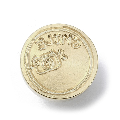 Smile Wax Seal Brass Stamp Heads AJEW-M038-01V-G-1