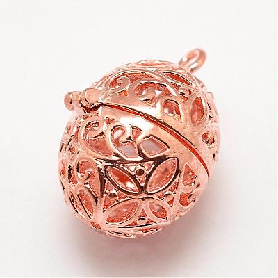 Brass Diffuser Locket Pendants KK-P100-40RG-RS-1