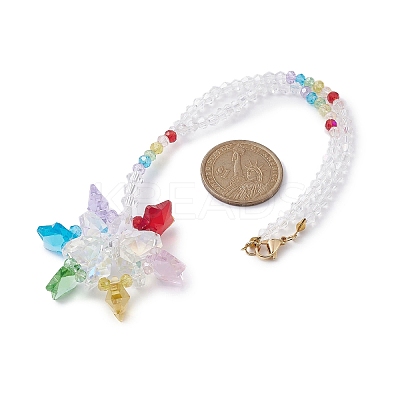 Star Glass Beaded Pendants Decorations HJEW-JM01273-1