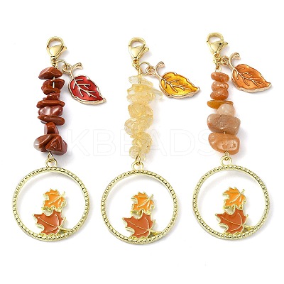 3Pcs Alloy Leaf Enamel Pendants Decorations HJEW-JM01770-1