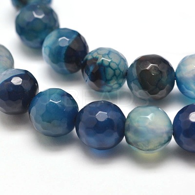 Dyed Natural Agate Faceted Round Beads Strands G-E267-21-1