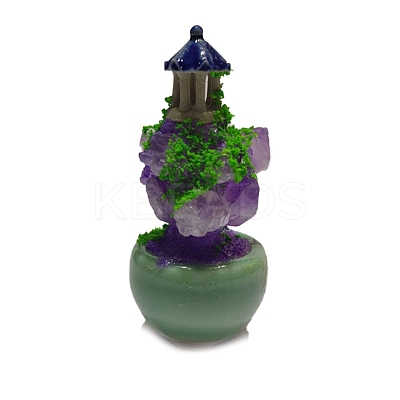 Natural Amethyst Pavilion Bonsai Decorations PW-WG69157-01-1