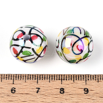 Printed Opaque Acrylic Beads MACR-T048-05A-1