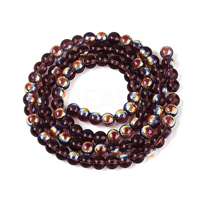 Electroplate Transparent Glass Beads Strands EGLA-Q132-4MM-A11-1