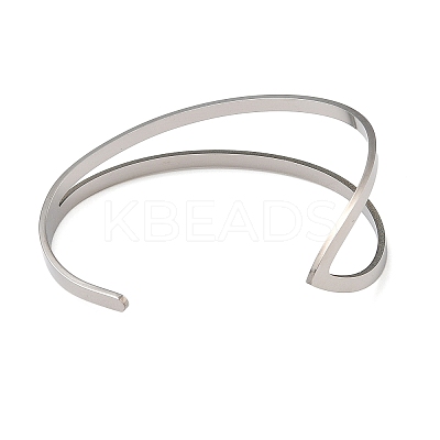 201 Stainless Steel Open Cuff Bangles for Women BJEW-M044-01P-1