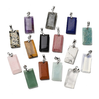 Natural Mixed Gemstone Faceted Pendants G-U031-04P-1