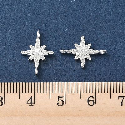 Brass Micro Pave Clear Cubic Zirconia Connector Charms KK-P355-28S-1