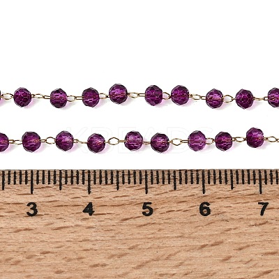12Pcs 12 Colors 304 Stainless Steel with Glass Faceted Rondelle Bead Handmade Link Chain Birth Stone Necklaces for Women NJEW-G195-01G-1