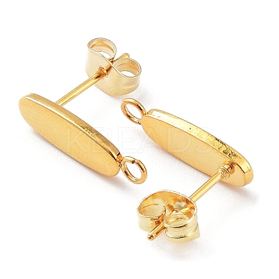 201 Stainless Steel Oval Stud Earring Findings STAS-K259-20G-1