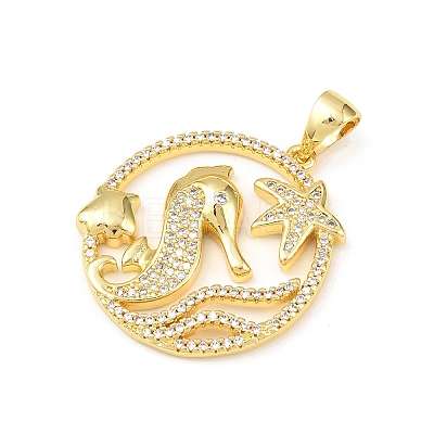 Ocean Brass Micro Pave Cubic Zirconia Pendants KK-K411-04B-G-1