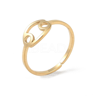 Real 18K Gold Plated 304 Stainless Steel Adjustable Finger Ring RJEW-L115-01G-07-1