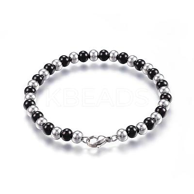 304 Stainless Steel Beaded Bracelets BJEW-G544-31A-1