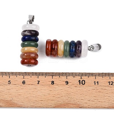 Chakra Theme Natural Amethyst & Topaz Jade & Red Agate & Quartz Crystal & Red Jasper & Lapis Lazuli & Green Aventurine Pendants G-N344-06A-1