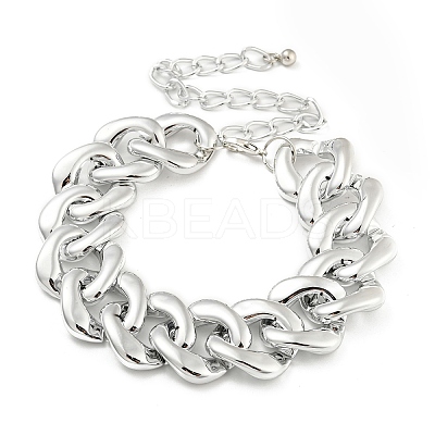 Chunky CCB Plastic Curb/Cable Chain Necklaces for Women LS-NJEW-K261-01B-P-1-1