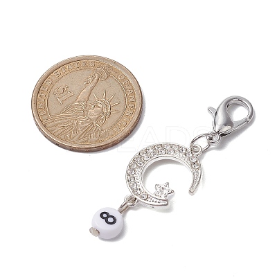 10Pcs 10 Style Moon Sun Alloy Rhinestone Pendant Locking Stitch Markers with Acrylic Number HJEW-JM01482-1