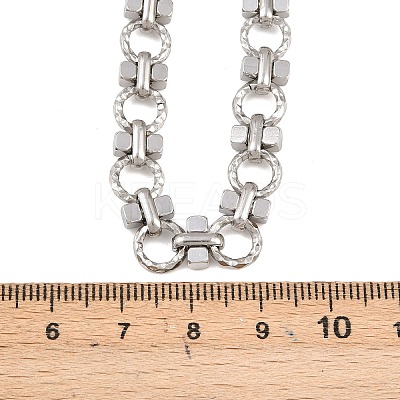 8MM 304 Stainless Steel Textured Ring Link Chain Necklaces NJEW-Z105-04P-03-1