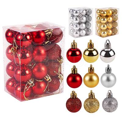 3 Boxes 3 Style Christmas Ball Plastic Ornaments AJEW-SZ0001-86-1