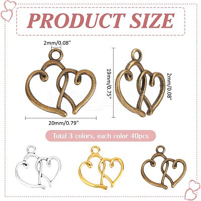 120Pcs 3 Colors Tibetan Style Alloy Pendants TIBEP-PH0001-75-1