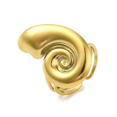 Ion Plating(IP) 304 Stainless Steel Spiral Open Cuff Ring for Women RJEW-C083-04G-1
