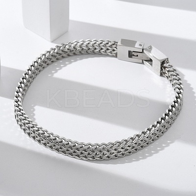 304 Stainless Steel Wheat Chain Bracelets for Women Men STAS-N117-02P-1