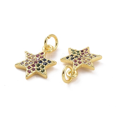 Brass Micro Pave Cubic Zirconia Charms KK-E068-VF166-1