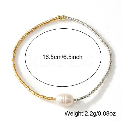 Imitation Pearl & Glass Seed Bead Stretch Bracelets for Women NJ9716-1-1