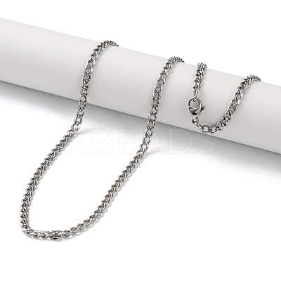 304 Stainless Steel Cuban Link Chain Necklaces for Men NJEW-B117-01B-P-1